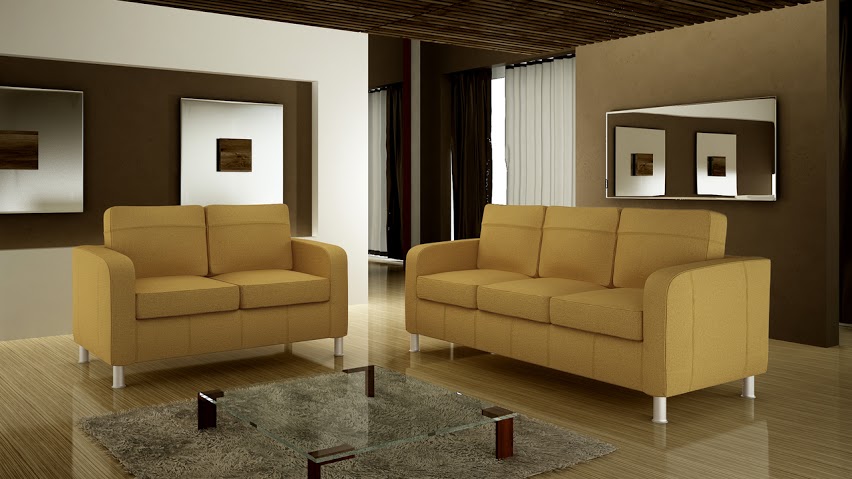 Amber 3 2 1 Faux Leather Sofa Set, Gold Leather Sofa Set