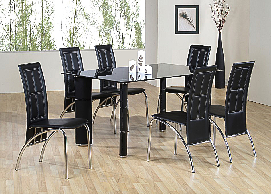 Dining Room Table Sets For 6 Wild, Extending Black Glass Dining Table And 6 Chairs Set